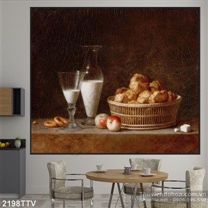 Tranh tĩnh vật hoa quả sơn dầu trang trí bếp