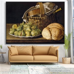 Tranh tĩnh vật hoa quả sơn dầu tran trí phòng ăn