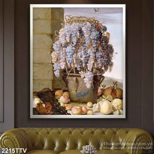 Tranh tĩnh vật hoa quả sơn dầu treo tường phòng khách