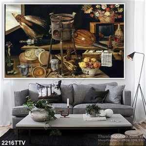 Tranh tĩnh vật hoa quả sơn dầu trang trí bếp