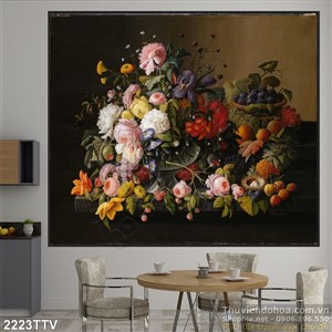 Tranh tĩnh vật hoa quả sơn dầu nghệ thuật đẹp