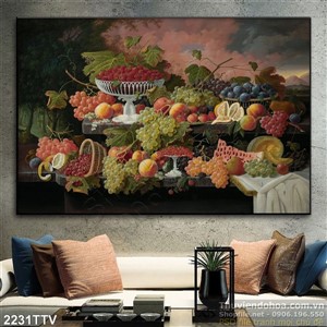 Tranh tĩnh vật hoa quả sơn dầu trang trí tường