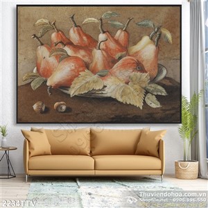 Tranh tĩnh vật hoa quả sơn dầu treo tường đẹp