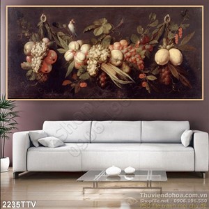 Tranh tĩnh vật hoa quả sơn dầu trang trí tường phòng bếp