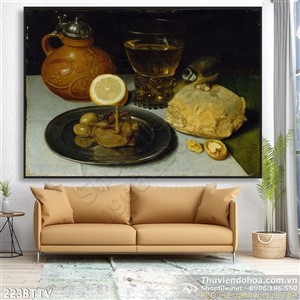 Tranh tĩnh vật hoa quả sơn dầu treo tường