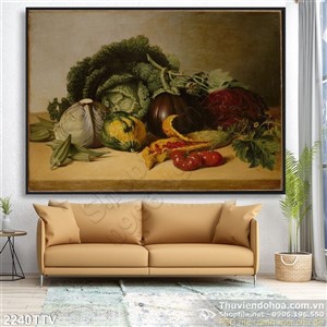 Tranh tĩnh vật hoa quả sơn dầu trang trí bếp