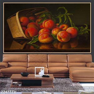 Tranh tĩnh vật hoa quả sơn dầu trang trí ơhongf ăn