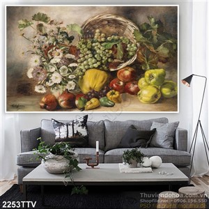 Tranh tĩnh vật hoa quả sơn dầu độc đáo đẹp