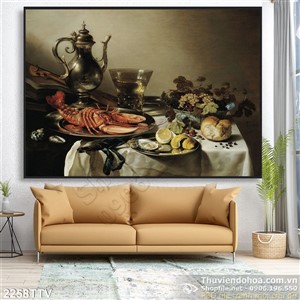 Tranh tĩnh vật hoa quả sơn dầu trang trí phòng khách