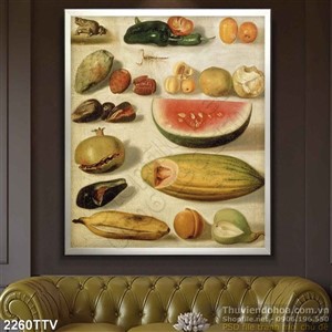 Tranh tĩnh vật hoa quả sơn dầu treo tường phòng bếp