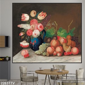 Tranh tĩnh vật hoa quả sơn dầu độc đáo