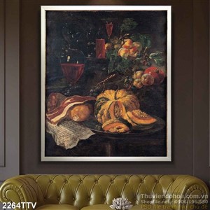 Tranh tĩnh vật hoa quả sơn dầu trang trí tường