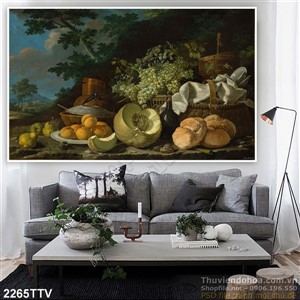 Tranh tĩnh vật hoa quả sơn dầu treo tường đẹp
