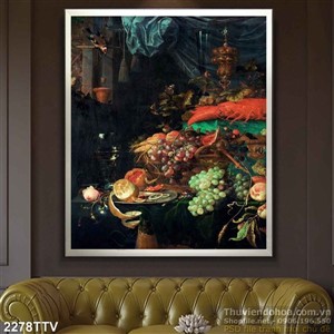 Tranh tĩnh vật hoa quả sơn dầu trang trí tường