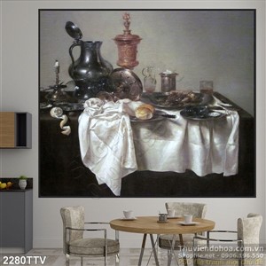 Tranh tĩnh vật hoa quả sơn dầu treo tường phòng bếp