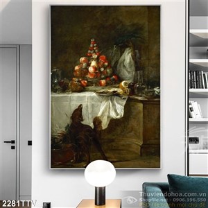 Tranh tĩnh vật hoa quả sơn dầu treo tường