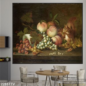 Tranh tĩnh vật hoa quả sơn dầu trang trí phòng