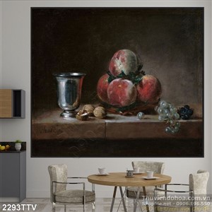 Tranh tĩnh vật hoa quả sơn dầu treo tường