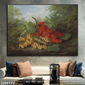 Tranh tĩnh vật hoa quả sơn dầu trang trí tường
