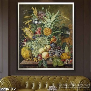 Tranh tĩnh vật hoa quả sơn dầu treo tường đẹp