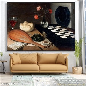 Tranh tĩnh vật hoa quả sơn dầu trang trí