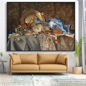 Tranh tĩnh vật hoa quả sơn dầu trang trí tường