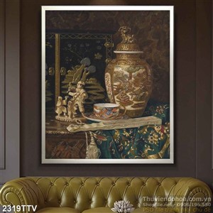 Tranh tĩnh vật hoa quả sơn dầu treo tường