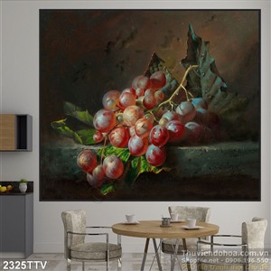 Tranh tĩnh vật hoa quả sơn dầu trang trí bếp