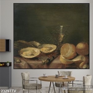 Tranh tĩnh vật hoa quả sơn dầu treo tường phòng bếp