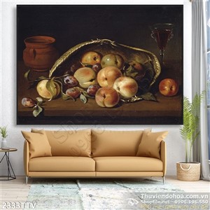 Tranh tĩnh vật hoa quả sơn dầu trang trí tường