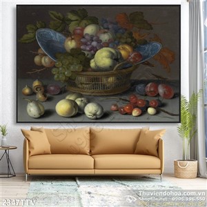 Tranh tĩnh vật hoa quả sơn dầu trang trí phòng ăn