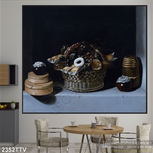 Tranh tĩnh vật hoa quả sơn dầu trang trí tường