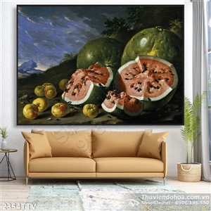Tranh tĩnh vật hoa quả sơn dầu treo tường bếp
