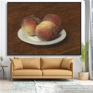 Tranh tĩnh vật hoa quả sơn dầu treo tường phòng ăn
