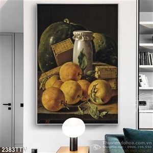 Tranh tĩnh vật hoa quả sơn dầu trang trí