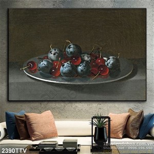 Tranh tĩnh vật hoa quả sơn dầu treo tường