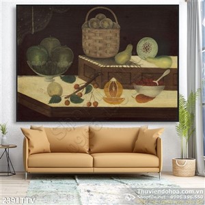 Tranh tĩnh vật hoa quả sơn dầu treo tường bếp