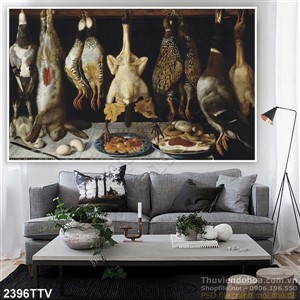 Tranh tĩnh vật hoa quả sơn dầu treo tường bếp