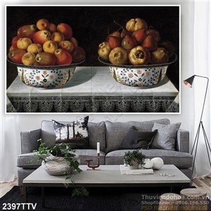 Tranh tĩnh vật hoa quả sơn dầu trang trí phòng ăn