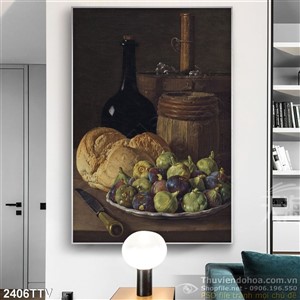 Tranh tĩnh vật hoa quả sơn dầu treo tường độc đáo