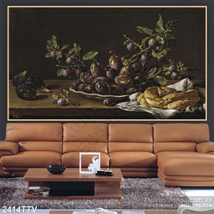 Tranh tĩnh vật hoa quả sơn dầu đẹp