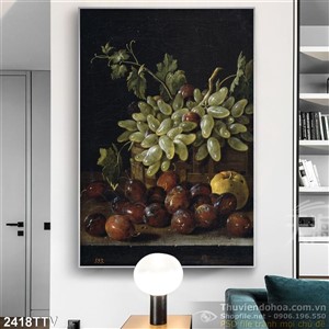 Tranh tĩnh vật hoa quả sơn dầu treo tường bếp