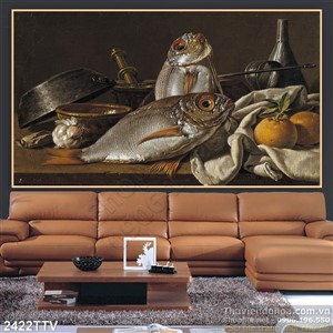 Tranh tĩnh vật hoa quả sơn dầu trang trí phòng đẹp