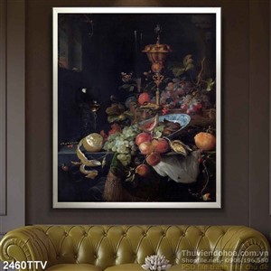 Tranh tĩnh vật hoa quả sơn dầu trang trí phòng đẹp