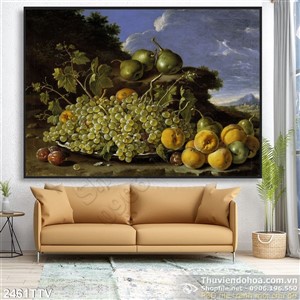 Tranh tĩnh vật hoa quả sơn dầu treo tường độc đáo