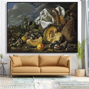 Tranh tĩnh vật hoa quả sơn dầu trang trí phòng đẹp