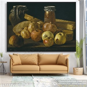 Tranh tĩnh vật hoa quả sơn dầu trang trí Châu Âu