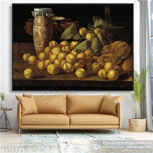 Tranh tĩnh vật hoa quả sơn dầu trang trí phòng ăn