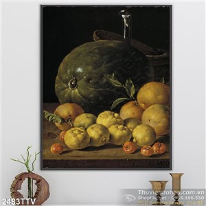 Tranh tĩnh vật hoa quả sơn dầu trang trí phòng khách