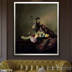 Tranh tĩnh vật hoa quả sơn dầu trang trí phòng đẹp